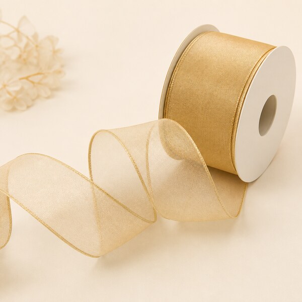 Organza Ribbon Soft Gold